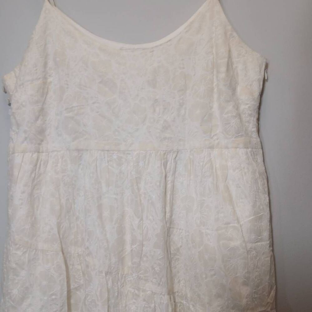 Club Monaco womens medium maxi dress tiered cream boho floral Coastal travel sun - Picture 5 of 10